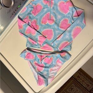 Kids Swim Set - Blue and Pink Heart Design